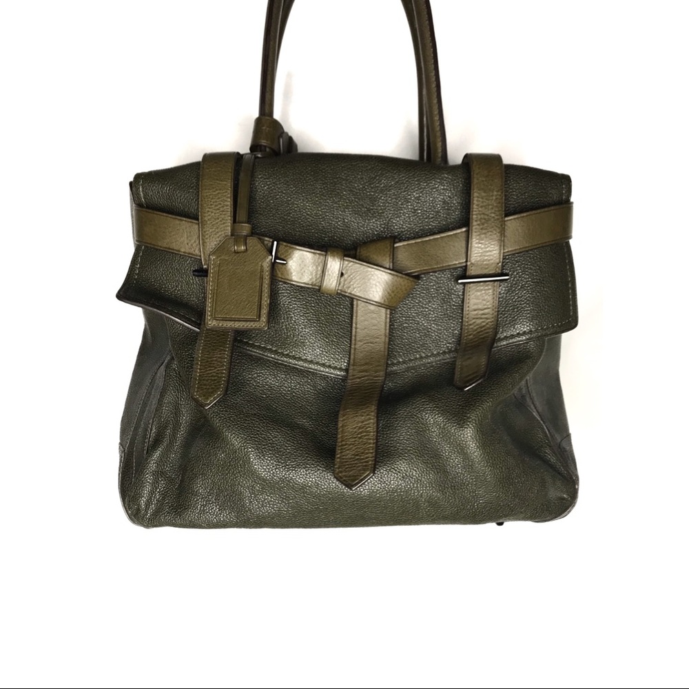 REED KRAKOFF Boxer Leather Satchel || Green